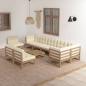 Preview: ARDEBO.de - 10-tlg. Garten-Lounge-Set mit Kissen Massivholz Kiefer