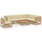 Preview: ARDEBO.de - 8-tlg Garten-Lounge-Set mit Kissen Honigbraun Massivholz Kiefer