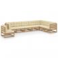 Preview: ARDEBO.de - 8-tlg Garten-Lounge-Set mit Kissen Honigbraun Massivholz Kiefer