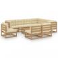 Preview: ARDEBO.de - 10-tlg. Garten-Lounge-Set mit Kissen Honigbraun Massivholz