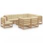 Preview: ARDEBO.de - 10-tlg. Garten-Lounge-Set mit Kissen Honigbraun Massivholz