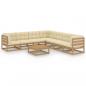 Preview: ARDEBO.de - 8-tlg Garten-Lounge-Set mit Kissen Honigbraun Massivholz Kiefer