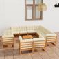 Preview: ARDEBO.de - 12-tlg. Garten-Lounge-Set mit Kissen Honigbraun Massivholz