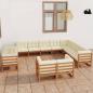 Preview: ARDEBO.de - 12-tlg. Garten-Lounge-Set mit Kissen Honigbraun Massivholz