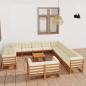 Preview: ARDEBO.de - 14-tlg. Garten-Lounge-Set mit Kissen Honigbraun Massivholz