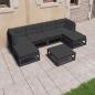 Preview: ARDEBO.de - 7-tlg. Garten-Lounge-Set mit Kissen Schwarz Massivholz Kiefer