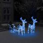 Preview: ARDEBO.de - Rentiere & Schlitten Weihnachtsdekoration 160 LEDs 130 cm Acryl