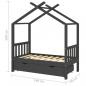 Preview: Kinderbett mit Schublade Dunkelgrau Massivholz Kiefer 70x140 cm