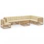 Preview: ARDEBO.de - 9-tlg Garten-Lounge-Set mit Kissen Honigbraun Massivholz Kiefer