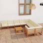 Preview: ARDEBO.de - 10-tlg. Garten-Lounge-Set mit Kissen Honigbraun Massivholz