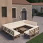 Preview: ARDEBO.de - 10-tlg. Garten-Lounge-Set mit Kissen Honigbraun Massivholz