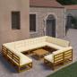 Preview: ARDEBO.de - 12-tlg. Garten-Lounge-Set mit Kissen Honigbraun Massivholz