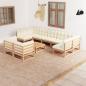 Preview: ARDEBO.de - 10-tlg. Garten-Lounge-Set mit Kissen Honigbraun Massivholz