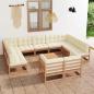 Preview: ARDEBO.de - 12-tlg. Garten-Lounge-Set mit Kissen Honigbraun Massivholz