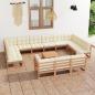 Preview: ARDEBO.de - 14-tlg. Garten-Lounge-Set mit Kissen Honigbraun Massivholz