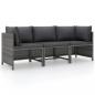 Preview: ARDEBO.de - 3-Sitzer-Gartensofa mit Kissen Grau Poly Rattan