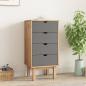 Preview: ARDEBO.de - Schubladenschrank OTTA Braun & Grau 45x39x90 cm Massivholz