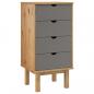 Preview: Schubladenschrank OTTA Braun & Grau 45x39x90 cm Massivholz