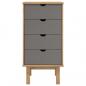 Preview: Schubladenschrank OTTA Braun & Grau 45x39x90 cm Massivholz