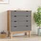 Preview: ARDEBO.de - Schubladenschrank OTTA Braun&Grau 76,5x39,5x90 cm Massivholz