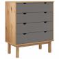 Preview: Schubladenschrank OTTA Braun&Grau 76,5x39,5x90 cm Massivholz