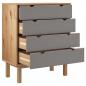 Preview: Schubladenschrank OTTA Braun&Grau 76,5x39,5x90 cm Massivholz