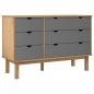 Preview: Schubladenschrank OTTA Braun & Grau 111x43x73,5 cm Massivholz