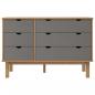 Preview: Schubladenschrank OTTA Braun & Grau 111x43x73,5 cm Massivholz