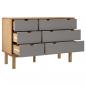 Preview: Schubladenschrank OTTA Braun & Grau 111x43x73,5 cm Massivholz