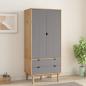 Preview: ARDEBO.de - Kleiderschrank OTTA Braun&Grau 76,5x53x172 cm Massivholz Kiefer