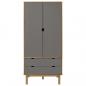 Preview: Kleiderschrank OTTA Braun&Grau 76,5x53x172 cm Massivholz Kiefer