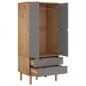 Preview: Kleiderschrank OTTA Braun&Grau 76,5x53x172 cm Massivholz Kiefer