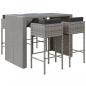 Preview: 5-tlg. Gartenbar-Set mit Kissen Grau Poly Rattan