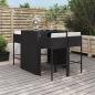 Preview: ARDEBO.de - 5-tlg. Gartenbar-Set mit Kissen Schwarz Poly Rattan