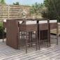 Preview: ARDEBO.de - 7-tlg. Gartenbar-Set mit Kissen Braun Poly Rattan