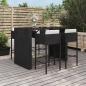 Preview: ARDEBO.de - 5-tlg. Gartenbar-Set mit Kissen Schwarz Poly Rattan