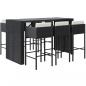 Preview: 7-tlg. Gartenbar-Set mit Kissen Schwarz Poly Rattan