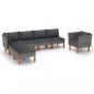 Preview: ARDEBO.de - 7-tlg. Garten-Lounge-Set Poly Rattan und Eukalyptusholz Grau