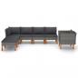 Preview: 7-tlg. Garten-Lounge-Set Poly Rattan und Eukalyptusholz Grau