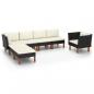 Preview: ARDEBO.de - 7-tlg. Garten-Lounge-Set Poly Rattan Eukalyptusholz Schwarz