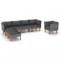 Preview: ARDEBO.de - 7-tlg. Garten-Lounge-Set Poly Rattan und Eukalyptusholz Grau