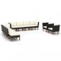 Preview: ARDEBO.de - 10-tlg. Garten-Lounge-Set Poly Rattan Eukalyptusholz Schwarz