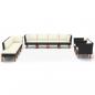 Preview: 10-tlg. Garten-Lounge-Set Poly Rattan Eukalyptusholz Schwarz