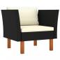 Preview: 10-tlg. Garten-Lounge-Set Poly Rattan Eukalyptusholz Schwarz