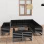 Preview: ARDEBO.de - 12-tlg. Garten-Lounge-Set mit Kissen Grau Massivholz Kiefer