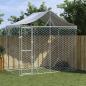 Preview: ARDEBO.de - Outdoor-Hundezwinger mit Dach Silber 3x1,5x2,5m Stahl Verzinkt