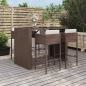 Preview: ARDEBO.de - 5-tlg. Gartenbar-Set mit Kissen Braun Poly Rattan