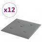 Preview: Wandpaneele 12 Stk. Grau 30x30 cm Kunstleder 1,08 m²