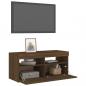 Preview: TV-Schrank mit LED-Leuchten Braun Eichen-Optik 90x35x40 cm