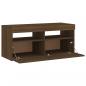 Preview: TV-Schrank mit LED-Leuchten Braun Eichen-Optik 90x35x40 cm